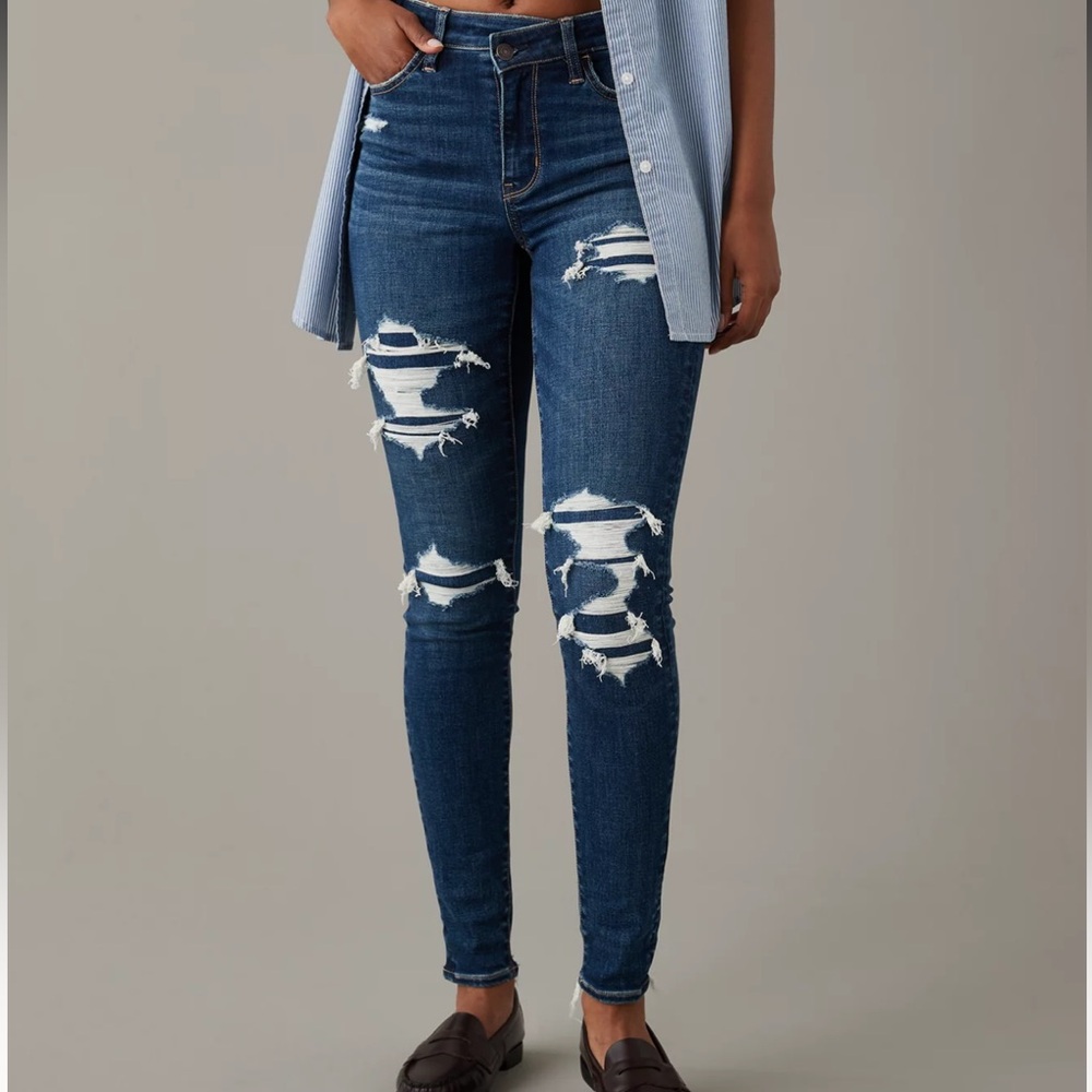 Distressed Blue Skinny Jeans